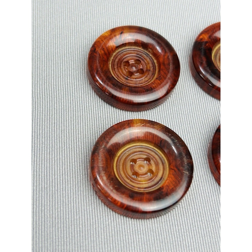 Vintage Root Beer Brown Faux Tortoiseshell Buttons Set Of 4 Possibly Bakelite